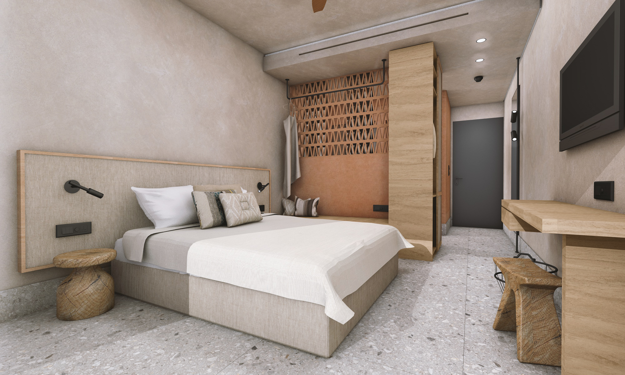 STANDARD DOUBLE ROOM SIDE SEA VIEW BALCONY OR TERRACE