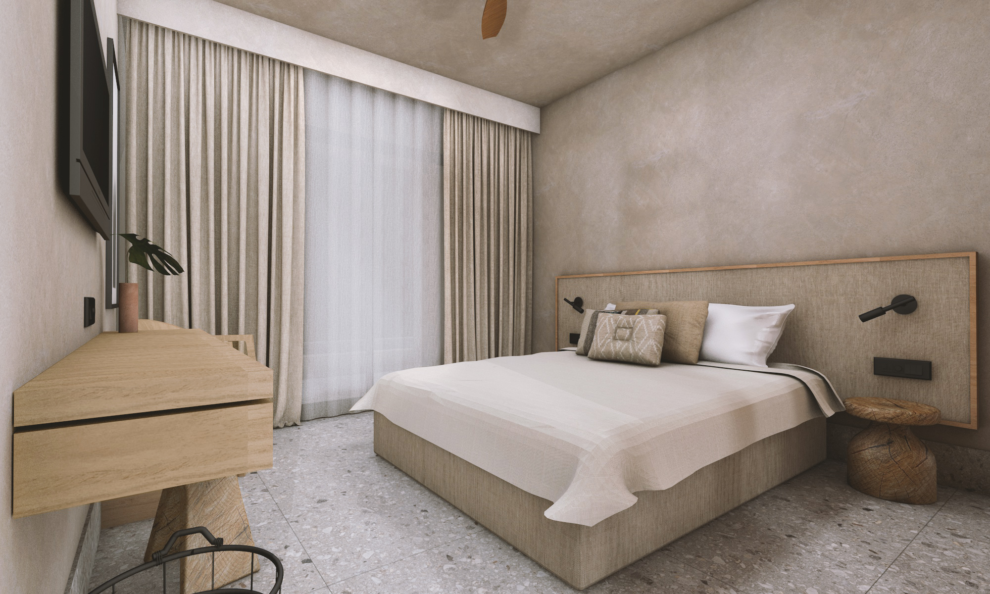 STANDARD DOUBLE ROOM SIDE SEA VIEW BALCONY OR TERRACE