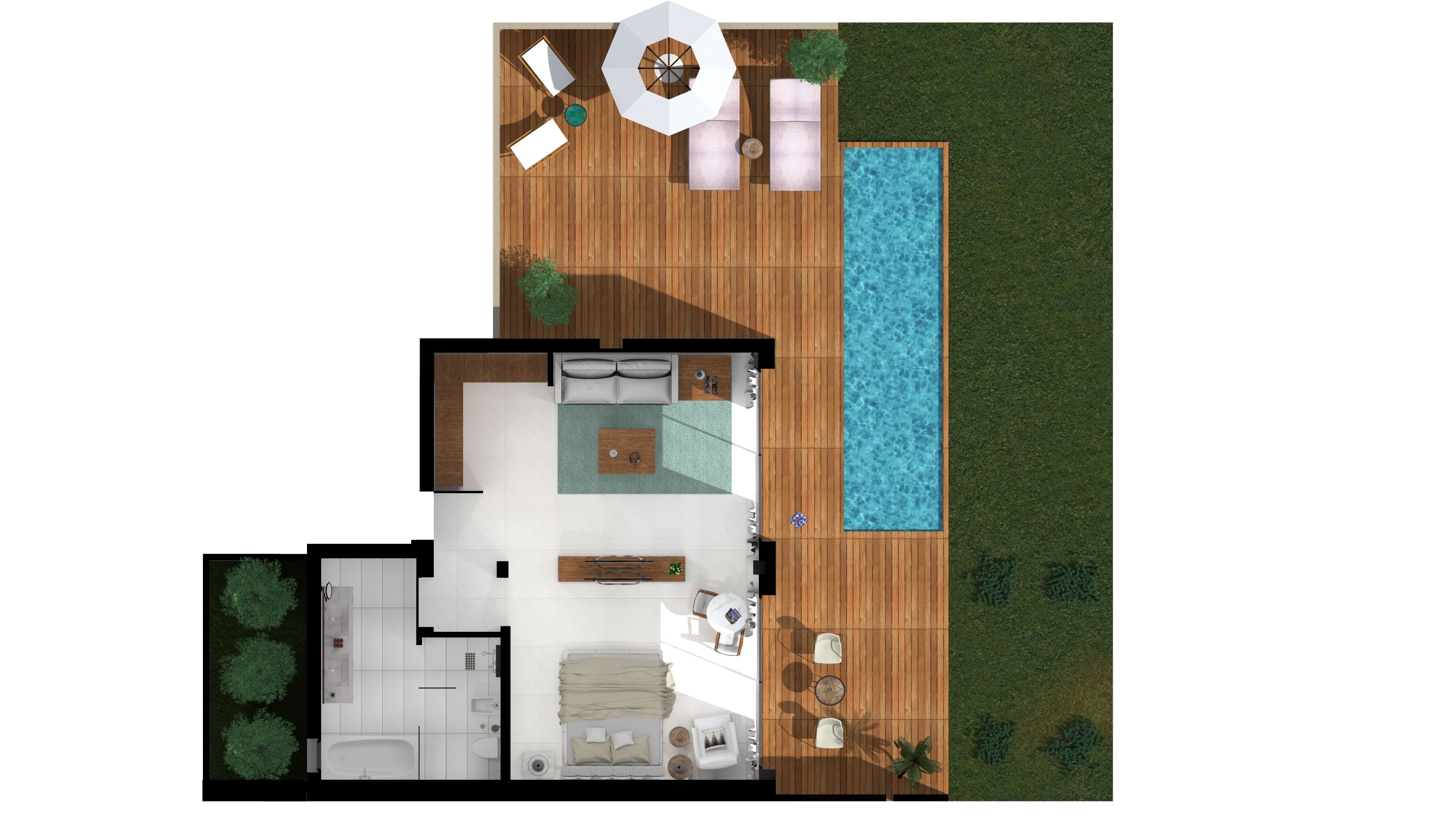 Pavilion Suite Waterfront with  Private Pool