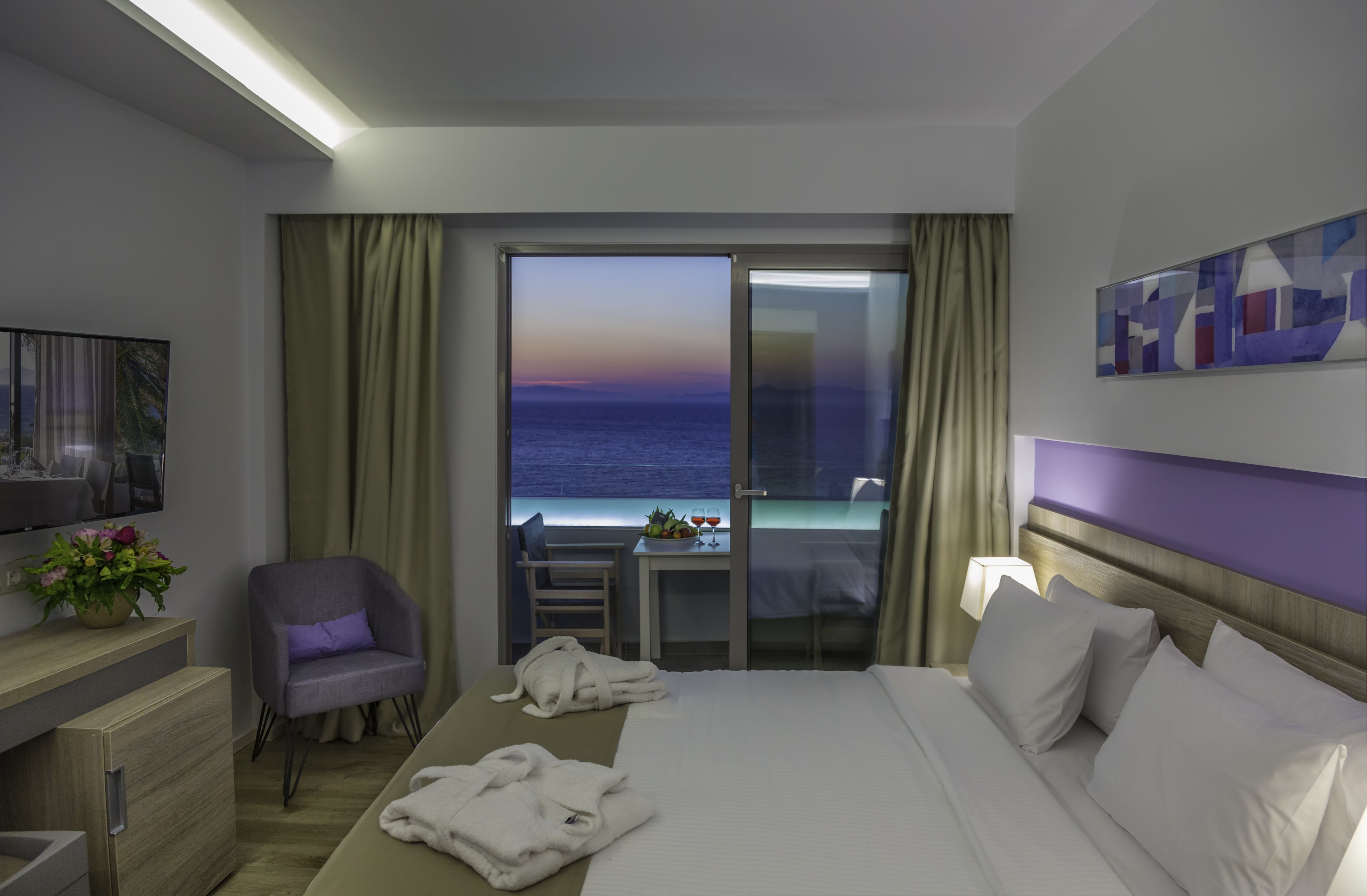 Twin room sea front balcony