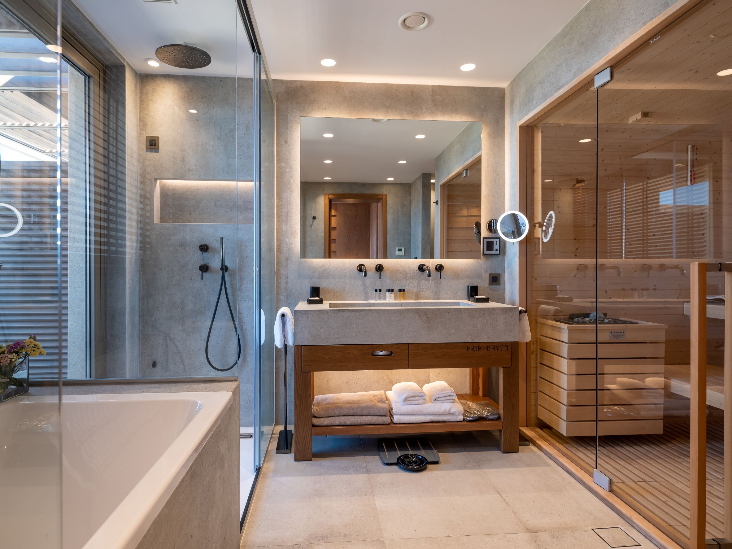 Comfort family room visually separated children area Sea view with Sauna