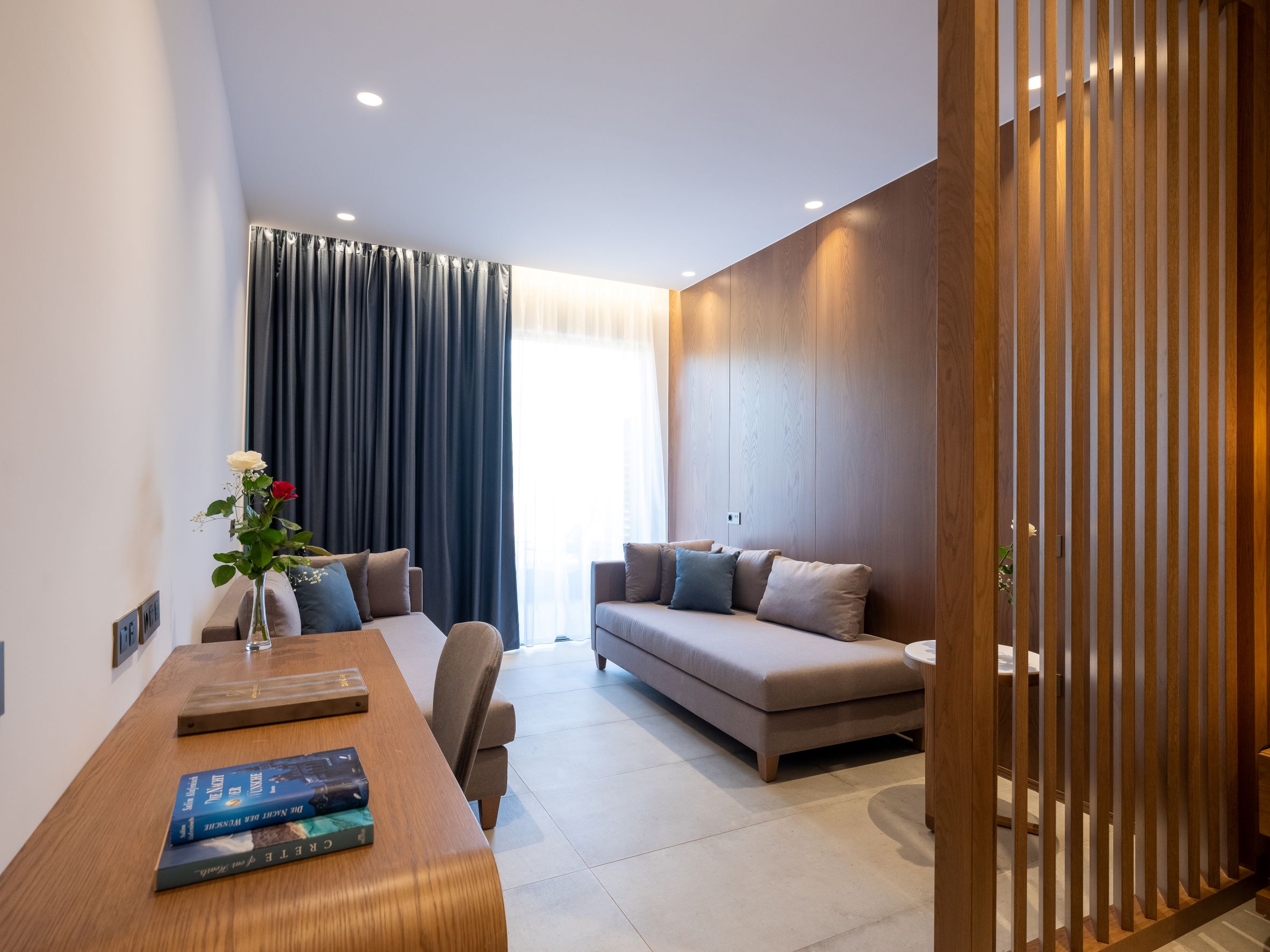 Comfort family room visually separated children area Sea view