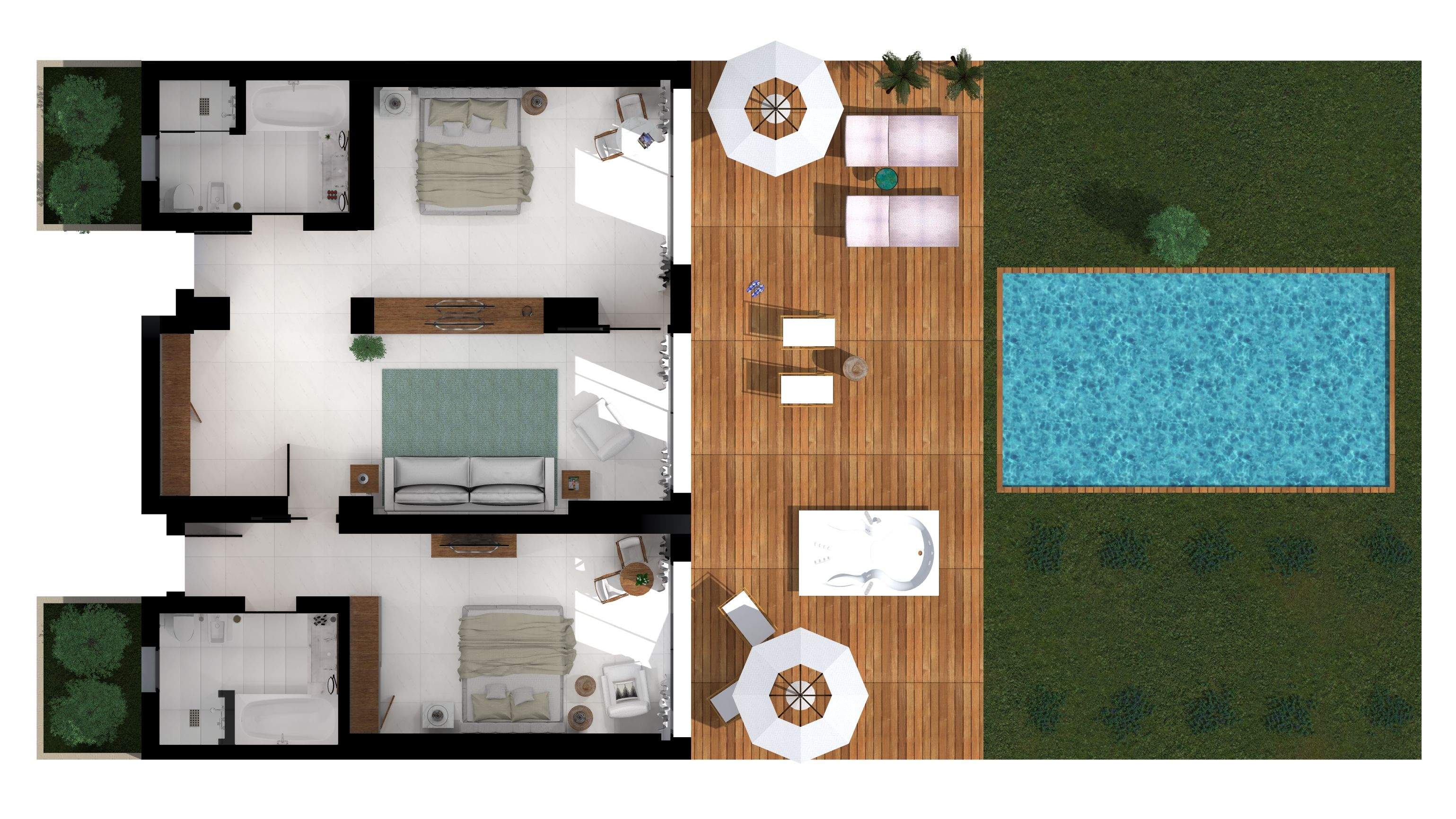 Grand Pavilion Sea View with Jacuzzi and Private Pool