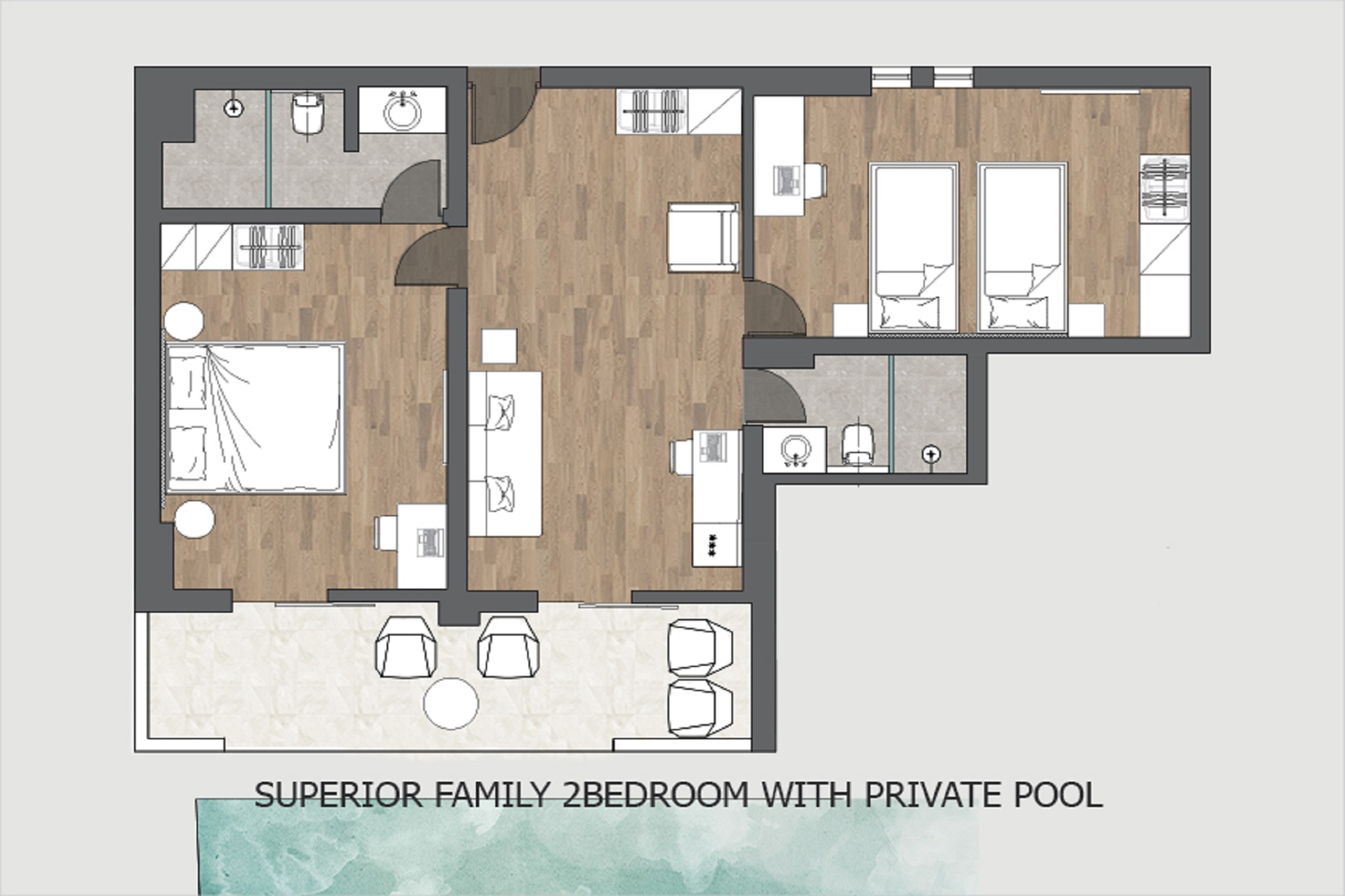 SUPERIOR FAMILY 2-BEDROOM PRIVATE POOL
