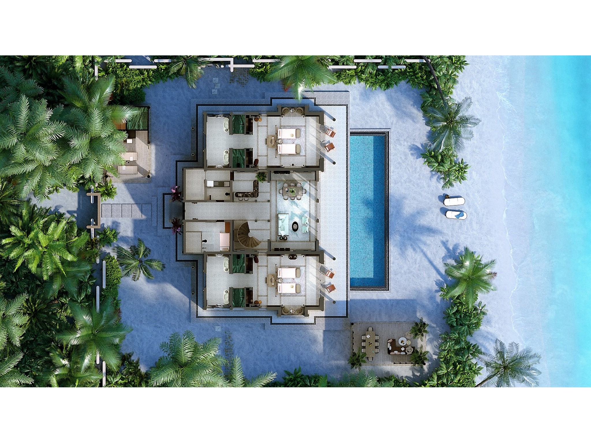 Four-Bedroom Beach Residence with Pool